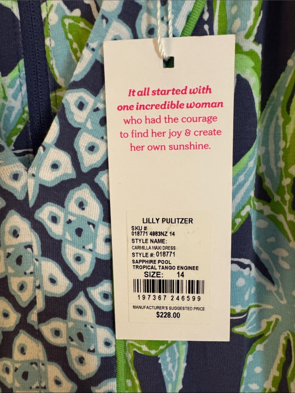 NWT Lilly Pulitzer Carmilla Navy & Lime Green Tropical V-Neck Maxi Dress - Picture 7 of 7